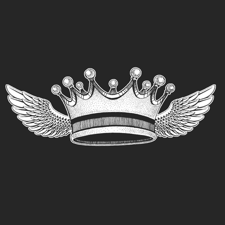 Crown with wings. Cool emblem for rock festival.のイラスト素材