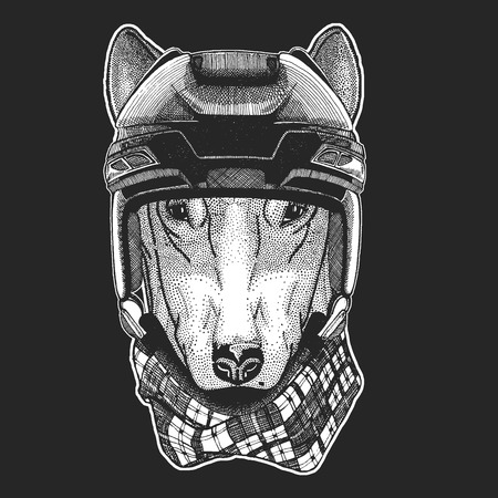 DOG for t-shirt design Hand drawn illustration for tattoo, emblem, badge, logo, patchのイラスト素材