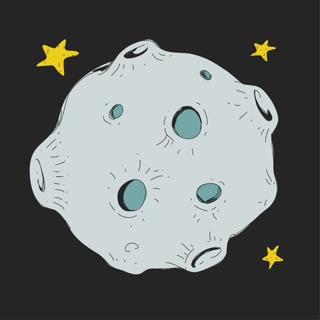 Icon of cartoon space telescope with stars for children. Adventure travel exploration around universe.のイラスト素材