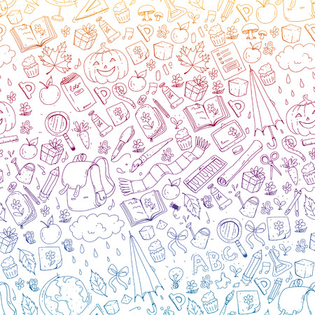 Vector seamless pattern with school and education iconsのイラスト素材