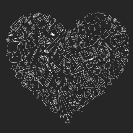 Vector seamless pattern with school and education iconsのイラスト素材