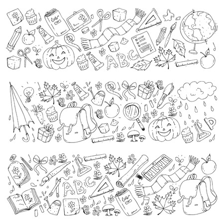 Vector seamless pattern with school and education iconsのイラスト素材