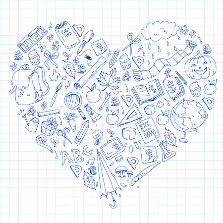 Vector seamless pattern with school and education iconsのイラスト素材