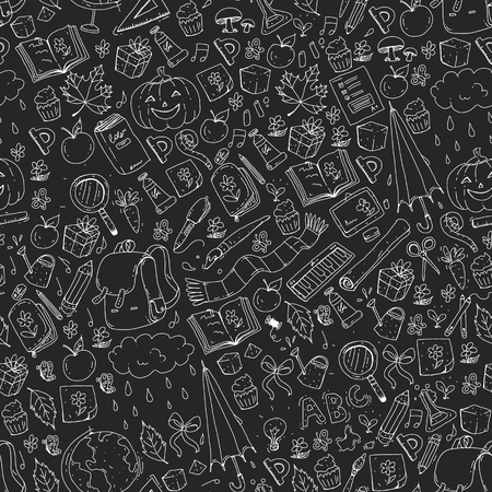 Vector seamless pattern with school and education iconsのイラスト素材