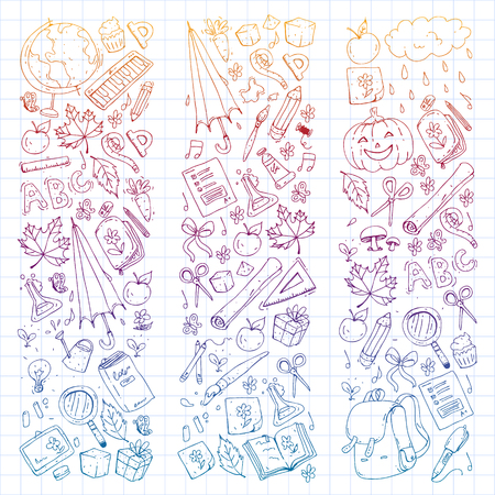 Vector seamless pattern with school and education iconsのイラスト素材