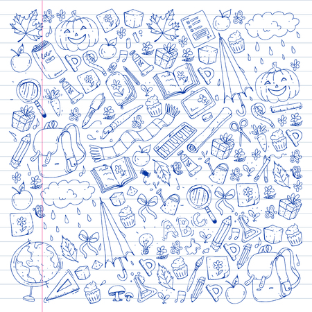 Vector seamless pattern with school and education iconsのイラスト素材