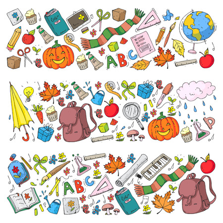 Vector seamless pattern with school and education iconsのイラスト素材