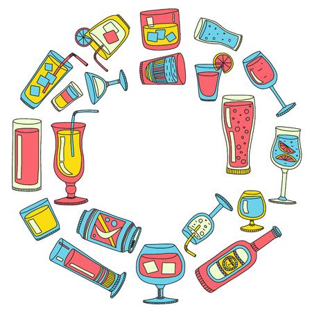 Collection of popular cocktails for the menu. Vector illustrationのイラスト素材