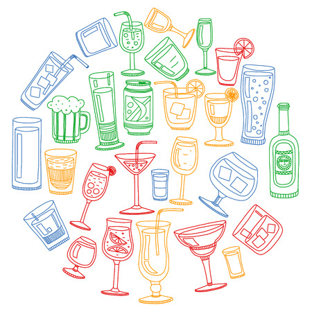 Collection of popular cocktails for the menu. Vector illustrationのイラスト素材
