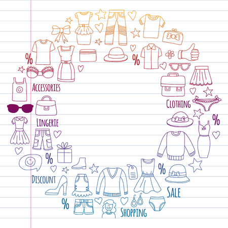 Shopping, market, store Clothing and fashion iconsのイラスト素材