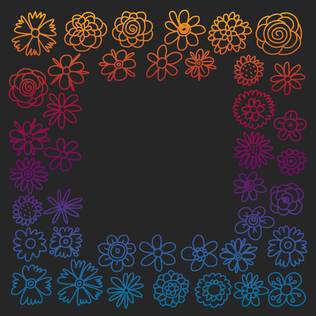 Vector set of colorful doodle flowers. Wedding ornamentのイラスト素材