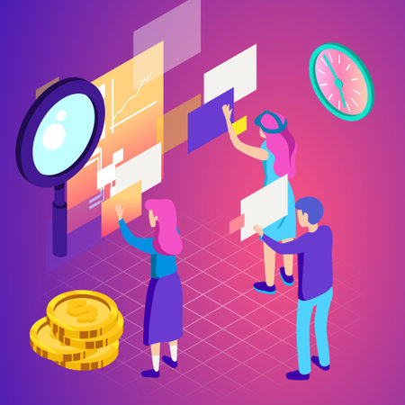 Virtual, augment reality concept. Futuristic vector illustration for banners, advertising. Cyberspace technology abstract backgroundのイラスト素材