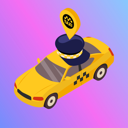 Taxi vector car illustration. Transport icon, symbol of transportation. Vehicle traffic banner design. Speed deliveryのイラスト素材