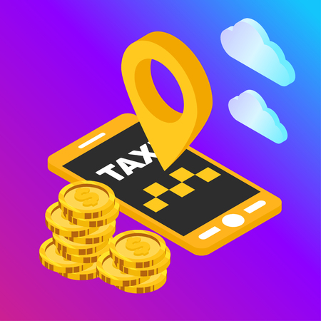 Taxi vector car illustration. Transport icon, symbol of transportation. Vehicle traffic banner design. Speed deliveryのイラスト素材