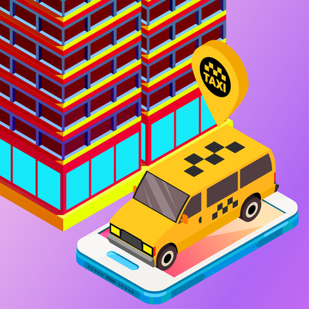 Taxi vector car illustration. Transport icon, symbol of transportation. Vehicle traffic banner design. Speed deliveryのイラスト素材