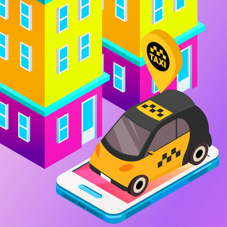 Taxi vector car illustration. Transport icon, symbol of transportation. Vehicle traffic banner design. Speed delivery.のイラスト素材