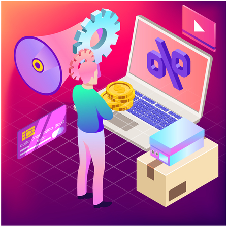 Online shopping. Vector illustration of business. Sale, internet, design Digital marketing pictureのイラスト素材