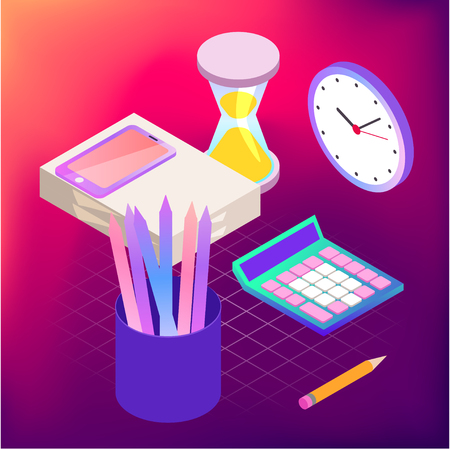 Vector illustration of office. Business icons. Communication between people. Work for company.のイラスト素材