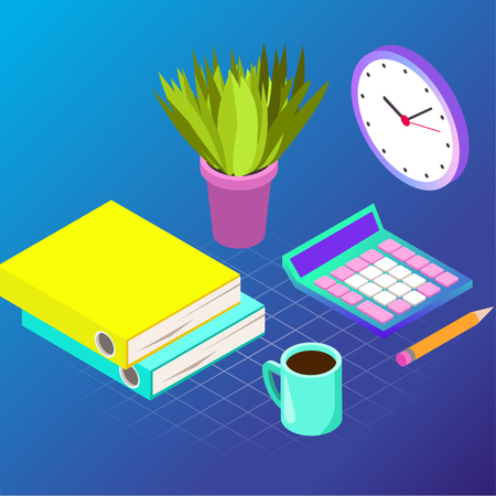 Vector illustration of office. Business icons. Communication between people. Work for company.のイラスト素材