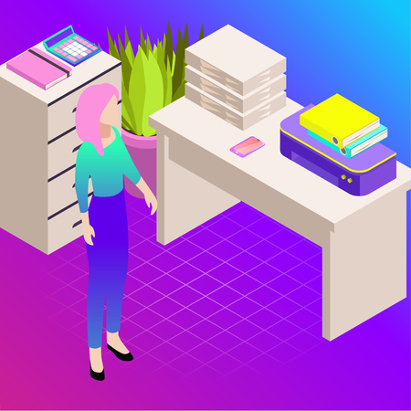 Vector illustration of office. Business icons. Communication between people. Work for company.のイラスト素材