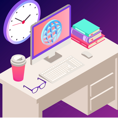 Vector illustration of office. Business icons. Communication between people. Work for company.のイラスト素材