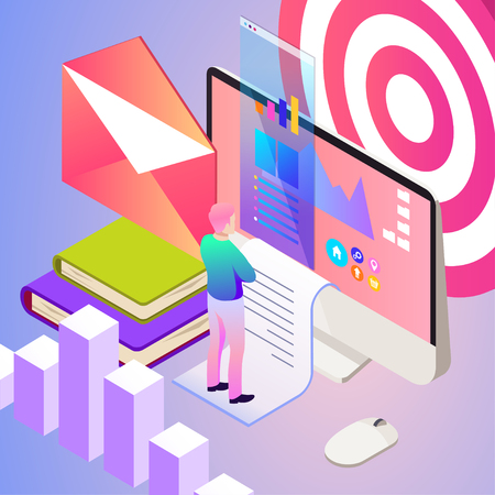 Digital marketing vector illustration. Template for banners design. Technology backgroundのイラスト素材