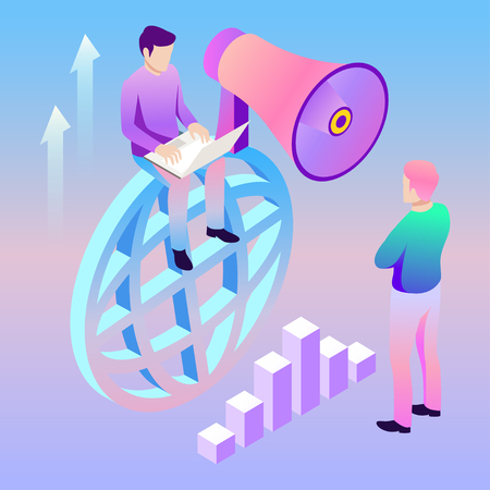 Digital marketing vector illustration. Template for banners design. Technology background.のイラスト素材