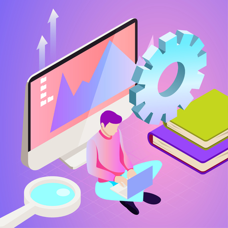Digital marketing vector illustration. Template for banners design. Technology backgroundのイラスト素材