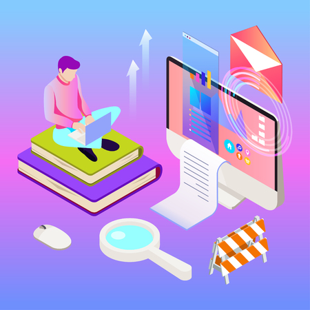 Digital marketing vector illustration. Template for banners design. Technology backgroundのイラスト素材