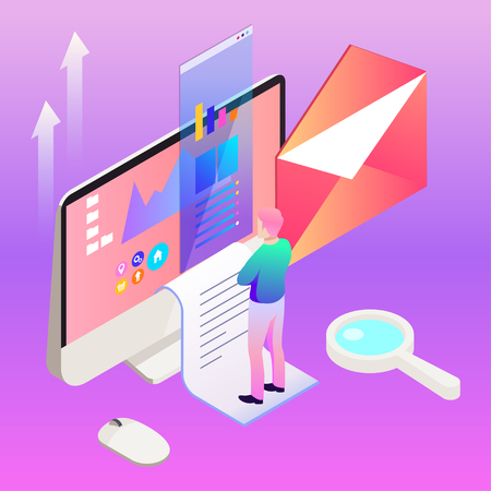 Digital marketing vector illustration. Template for banners design. Technology backgroundのイラスト素材