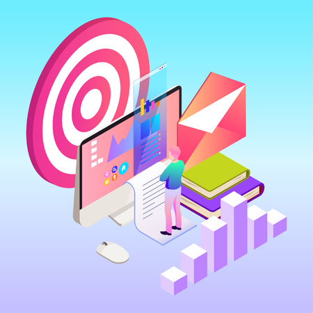 Digital marketing vector illustration. Template for banners design. Technology backgroundのイラスト素材