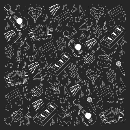 Music background for patterns. Vector illustration with musical instrumentsのイラスト素材