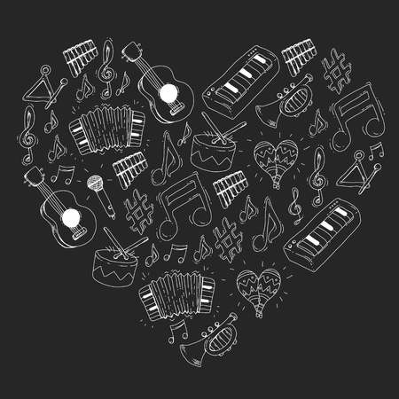 Music background for patterns. Vector illustration with musical instrumentsのイラスト素材