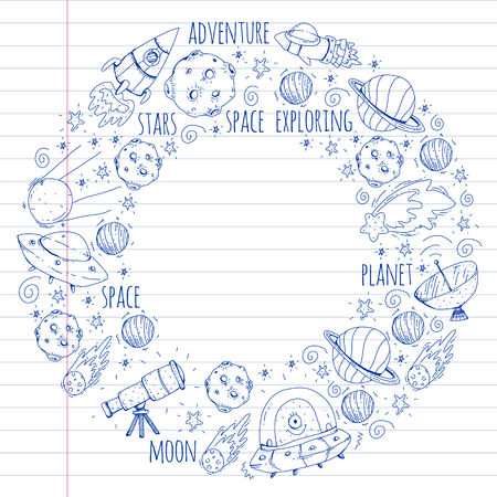 Space vector illustration. Background for banner designs.のイラスト素材