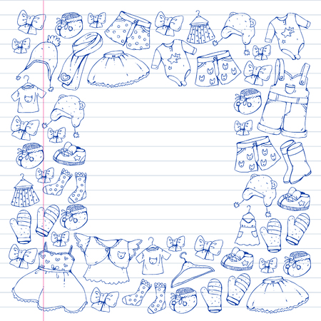 Children clothes. Background for babies, kids patternsのイラスト素材