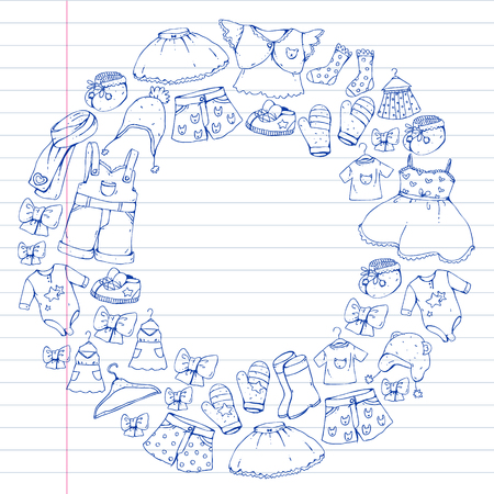 Children clothes. Background for babies, kids patternsのイラスト素材
