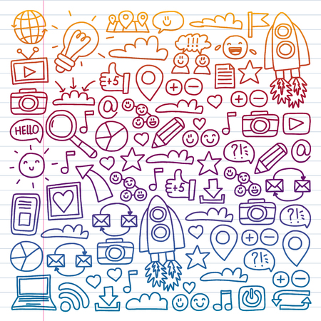 Business and communication. Social media vector illustrationのイラスト素材