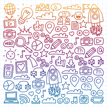 Business and communication. Social media vector illustrationのイラスト素材