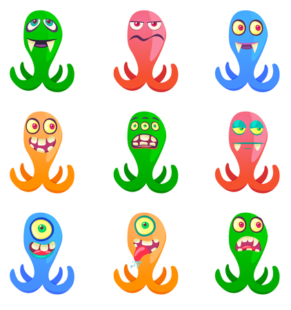 Cute Monsters. Cartoon aliens from space for kindergarten children.のイラスト素材