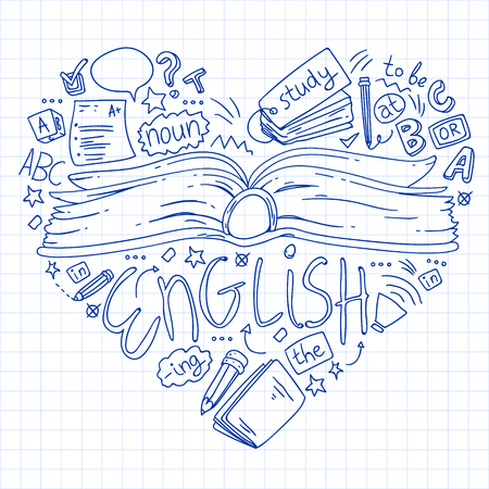 Language school for adult, kids. English courses classのイラスト素材