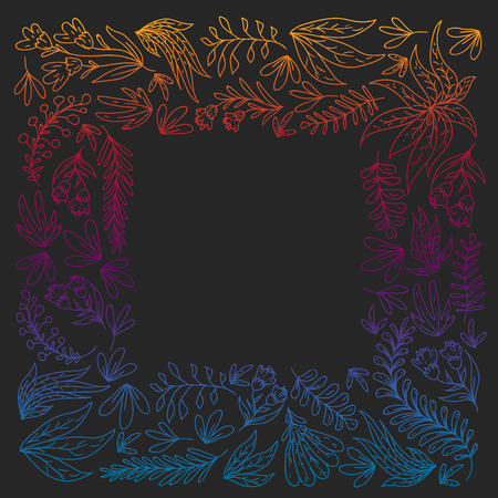 Hand vector drawn floral, leaves elements. Pattern for logo, greeting card, wedding design.のイラスト素材