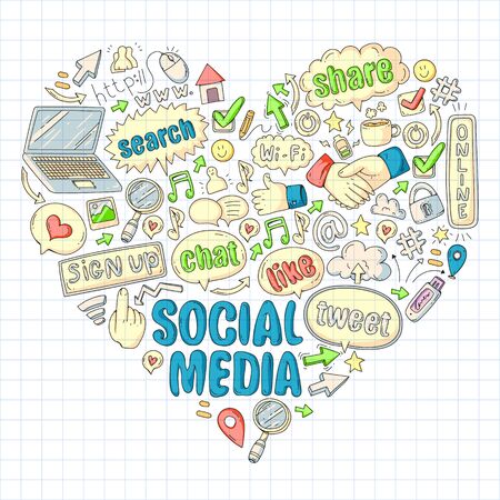 Social media, business, management icons Internet marketing communicationsのイラスト素材