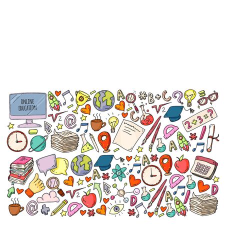Back to school. Vector icons and elements for little children, college.のイラスト素材