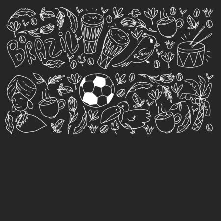 Rio de janeiro Brazil. Vector pattern with national symbols.のイラスト素材