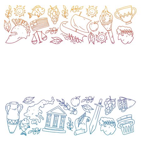 Travel to Greece elements. Greece symbols for magazines, web, tourismのイラスト素材