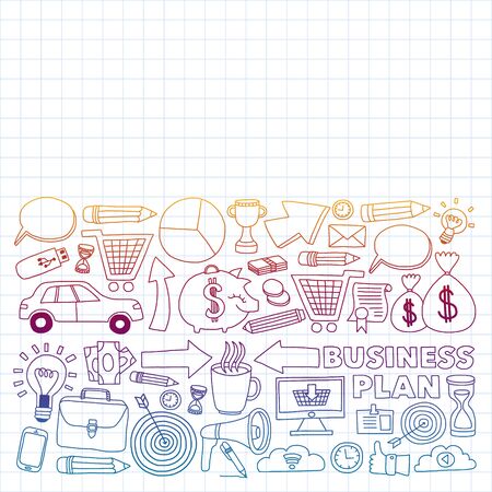 Conceptual illustration of projects organization, risk, development. Team working, budget planning.のイラスト素材