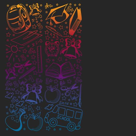 Vector doodle style icons. Mathematis, astronomy, geography biology physicsのイラスト素材