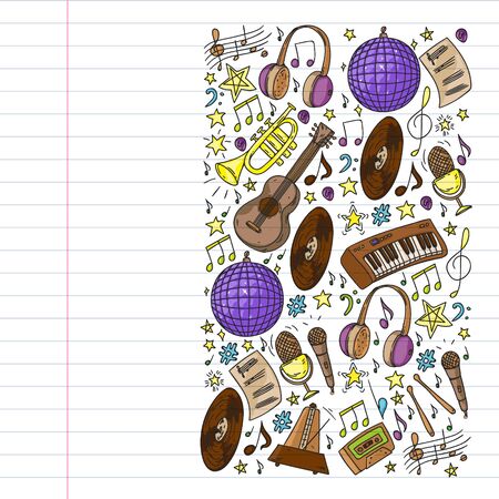 Children play music. Musical education, theatre schoolのイラスト素材