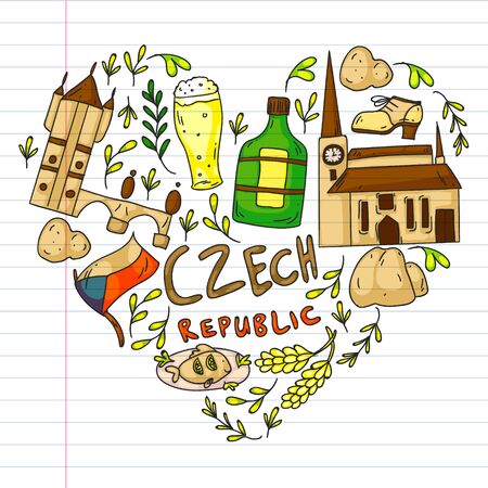 Vector icons and symbols. Czech Republic illustrations for banners, posters, background.のイラスト素材
