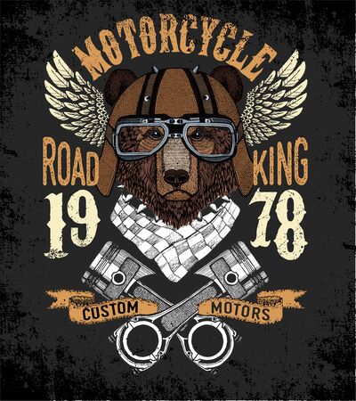 Set of vintage motorcycle emblems, labels, badges and design elements. Monochrome style.のイラスト素材